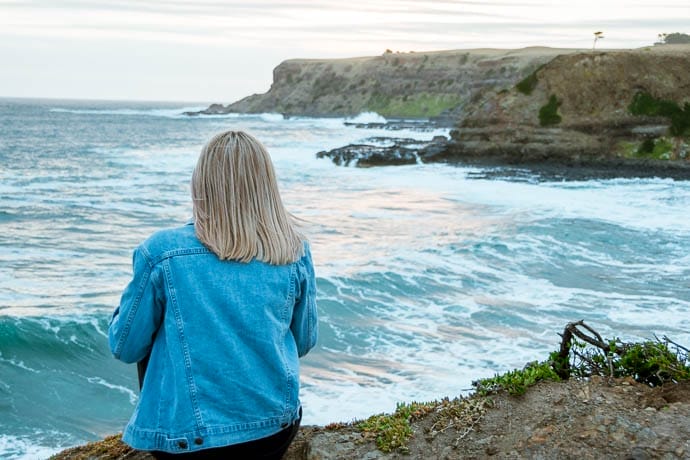 Rosie sitting on the edge of elephant rock at Flinders